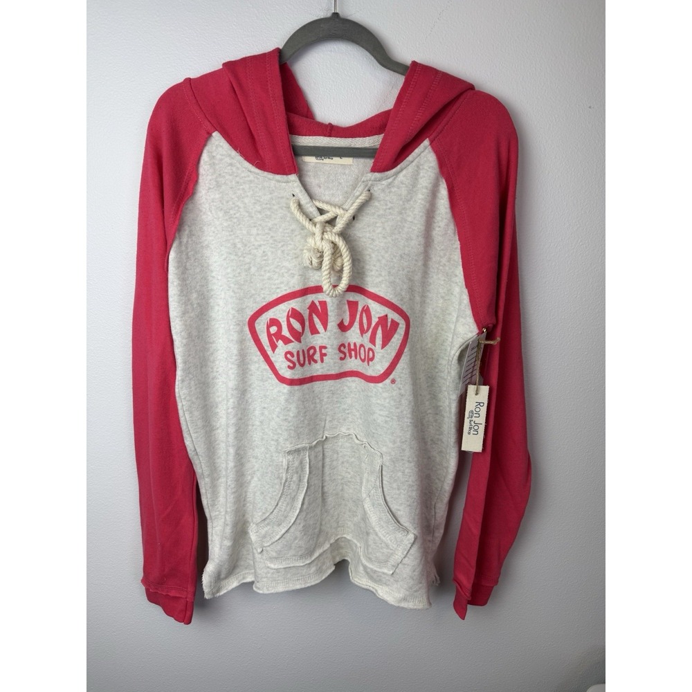 Ron Jon Surf Shop Beach Hoodie Women's Size Large Pink Gray